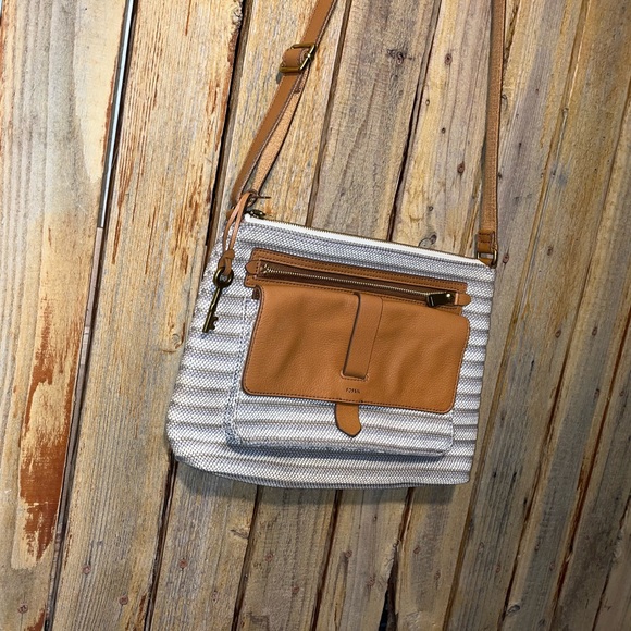 Fossil Canvas Bag with With Leather Trim - Picture 3 of 12